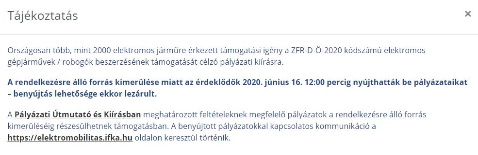 elfogyott az elektromos autók támogatására félrerakott pénzösszeg üzenet